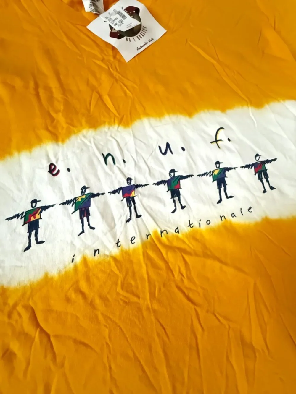 ENUF Internationale Mens OS Tee Shirt NEW 90s Vintage Yellow Stripe Logo Unisex